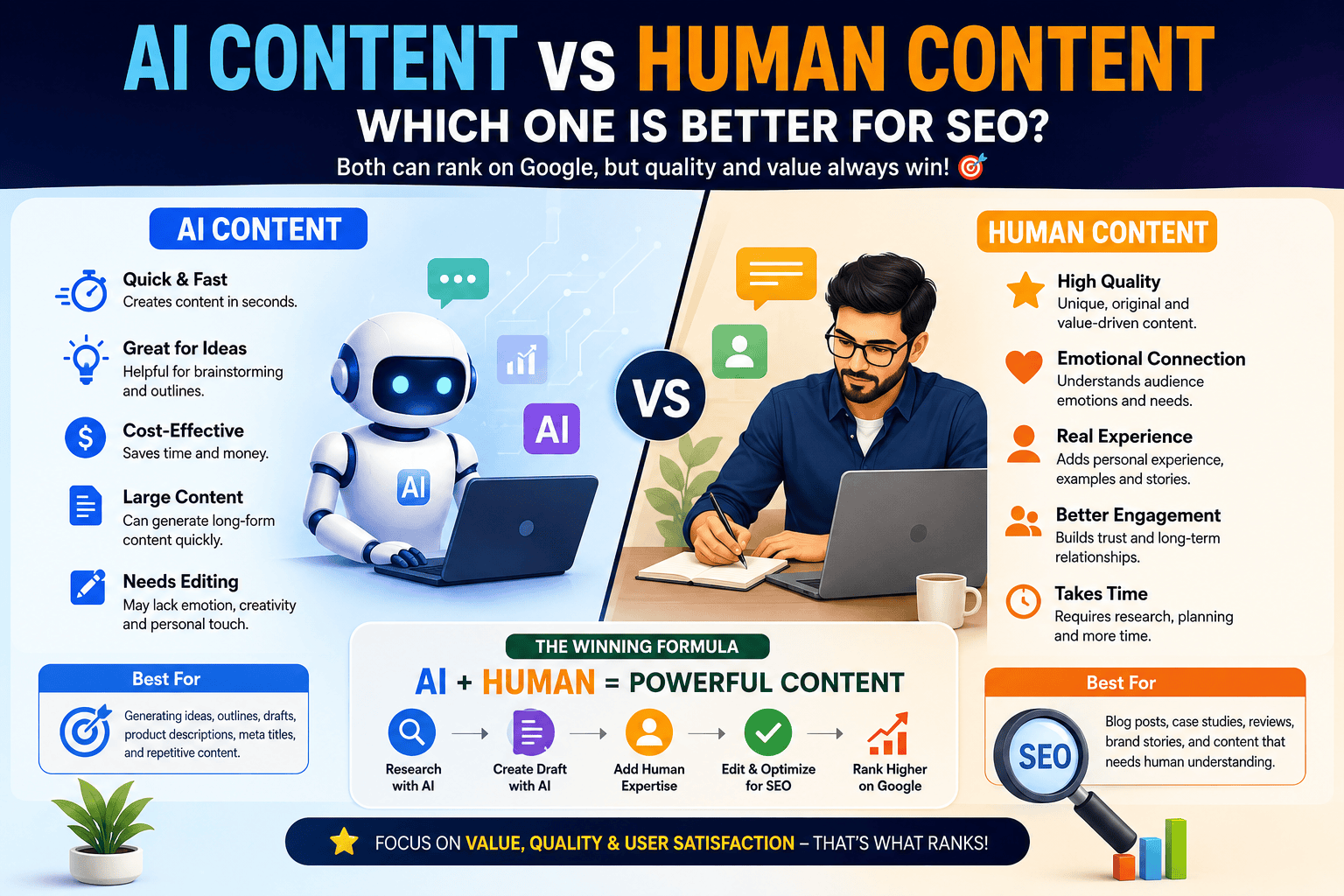 AI Content vs Human Content: Which One Is Better for SEO?